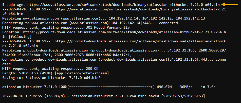 Descargando el archivo binario de Bitbucket