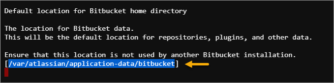 Configuración del directorio de inicio de Bitbucket.