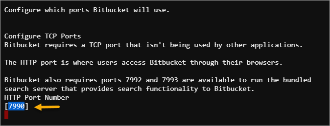 Configurar el número de puerto de Bitbucket
