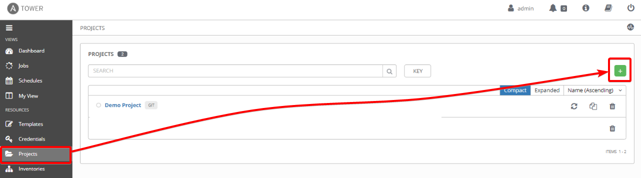 Creando un nuevo proyecto en Ansible Tower