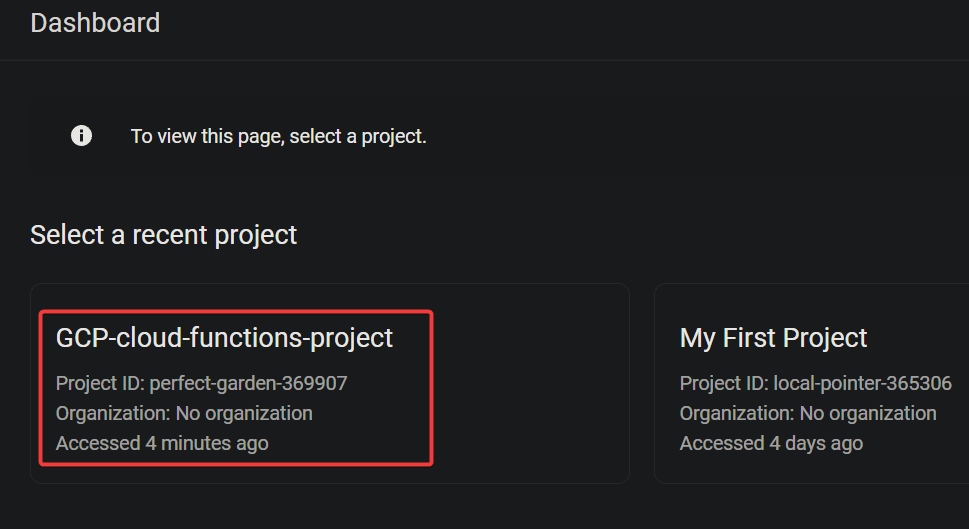 Seleccionar el proyecto actual