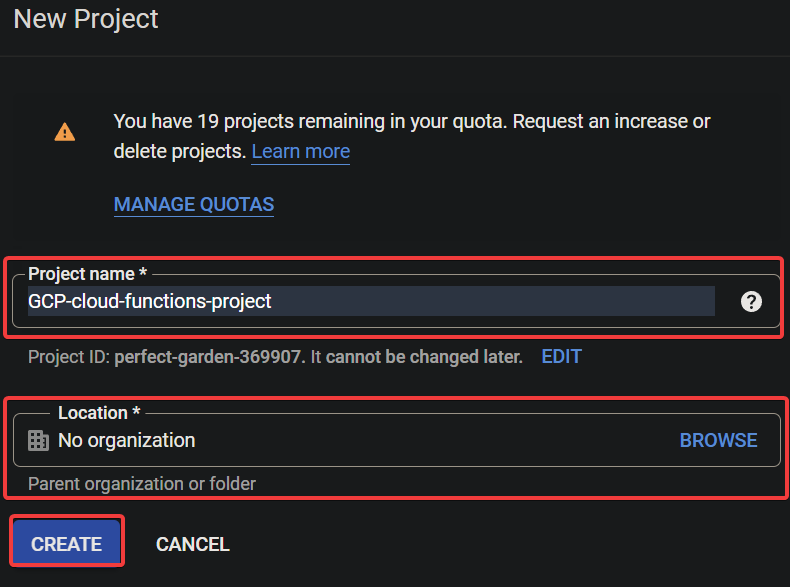 Creando un nuevo proyecto de Google Cloud