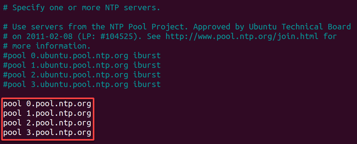 Agregar servidores al archivo de configuración del servidor NTP