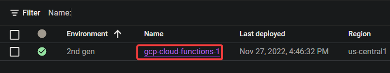 Accediendo a la página de descripción general de GCP Cloud Function