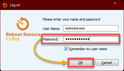 Iniciar sesión para reiniciar Restore Rx Pro