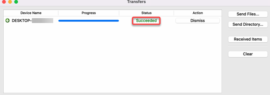 Garantizar que la transferencia se realice correctamente (macOS)