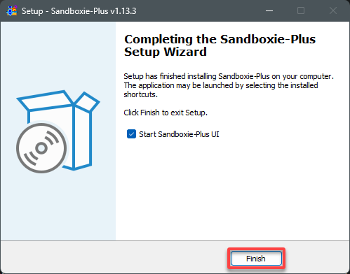 Finalizando la instalación y lanzando Sandboxie-Plus