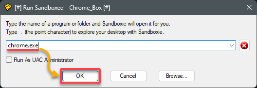 Lanzar Google Chrome dentro del sandbox recién creado