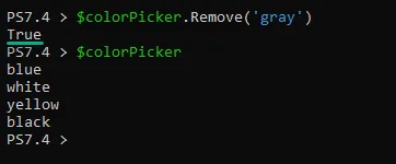 Agregar un elemento de una lista mediante el método Remove()