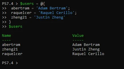 Crear una tabla hash de muestra